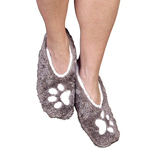 Women's I Sleep With Dogs Slippers Gray Paw Print Plush Lined