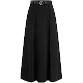 CIDER Women Maxi Skirt Long High Waist A-Line Skirt with Belt