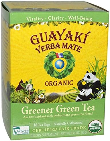Guayaki - Yerba Mate Greener Green Tea 100% Organic - 16 Tea Bags