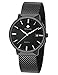 WWOOR Men's Analog Quartz Watch Waterproof Sport Steel Mesh Strap Thin Wristwatches Auto Date Black