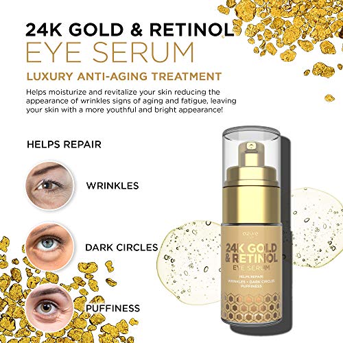 AZURE 24K Gold & Retinol Luxury Anti Aging Eye Serum Lifting, Firms