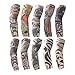 Garma 10 Pcs Temporary Tattoo Sleeves Arm Sunscreen Sleeves Accessories Fake Temporary Tattoo Sleeves, Tiger, Crown Heart, Skull, (10 pcs Temporary Tattoo Sleeves)