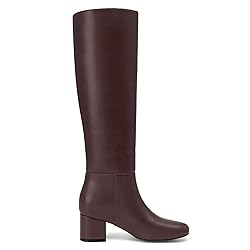 Athlefit Brown Knee High Boots for Women Chunky Low