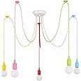 Ymlii Spider Colorful Pendant Light, Kids Fun Chandelier Fixtures, Ajustable DIY Ceiling Lamp for Girls Boy Room, Playroom,Classroom, Living Room, Dining Room E26, 5 Lights