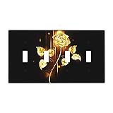 Elegant Golden Rose Flower 4 Gang Device Light