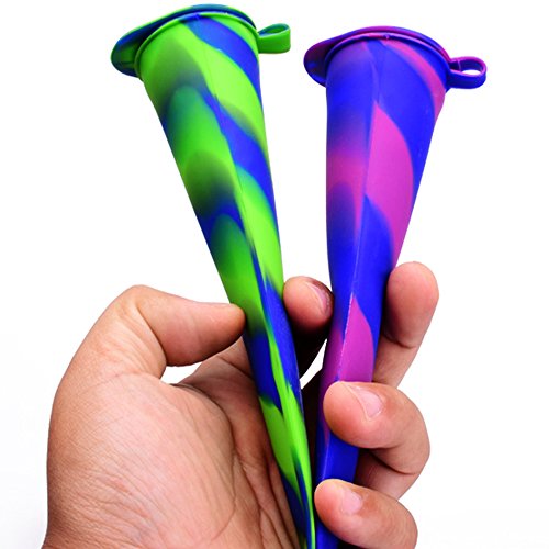 Silicone Ice Pop Molds Set of 6, maxin Mold Colored Rainbow Swirl Ice Popsicle Mold Maker with Attached Lids. (Asorted Color)