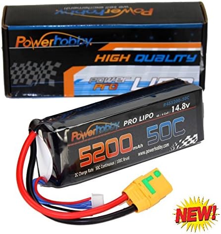 Powerhobby 4s 14.8V 5200mah 50c Lipo Baterry w XT90 Plug Soft Case 4-Cell FITS : Arrma Kraton Nero Tyhpon Senton Tailon Outcast FAZON