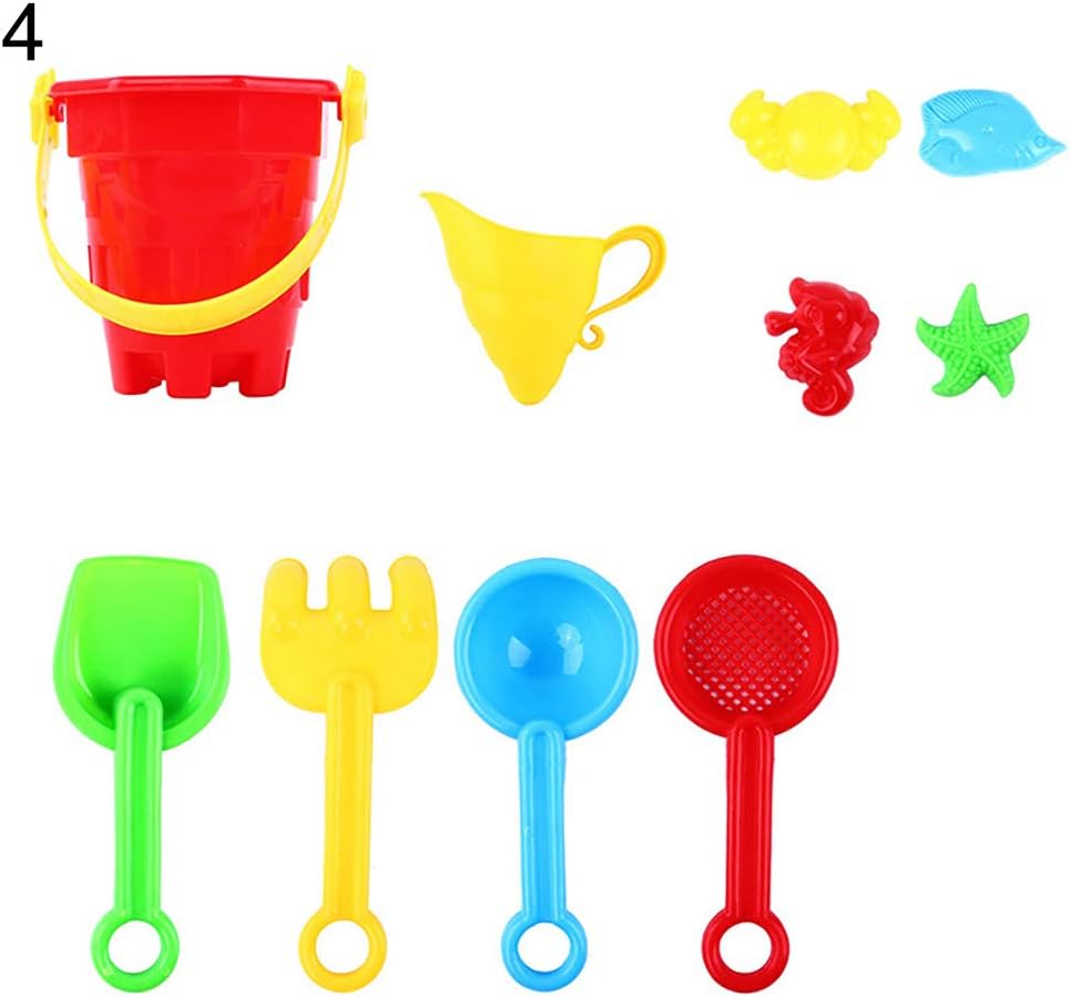 tyrrdtrd Sand Beach Castle Bucket Set for Kids, Spade Shovel Sandbox Rake Water Tools Set 10pcs