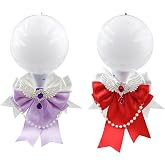 K-pop Lightstick Decoration Hand-Assembled Light Stick Concert or Party Decor with Ribon Bow &amp; Chain, Red &amp; Purple, 2pcs (Lightstick is not Included)