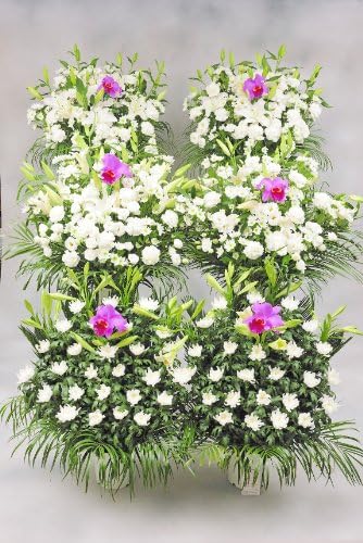 お供え花 お悔やみのお花 お通夜に 告別式に 供花スタンド 和洋ミックス 1 5万円 6基セット 保証