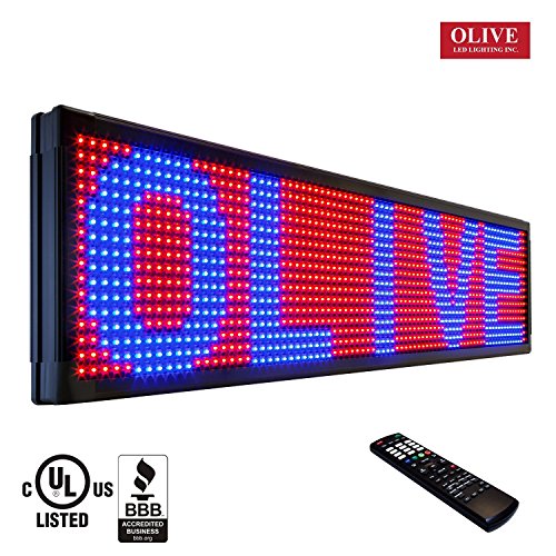 OLIVE LED Sign 3Color, RBP, P20, 15"x78" IR Programmable Scrolling Outdoor Message Display Signs EMC - Industrial Grade Business Ad machine.