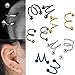 Misscat 10pcs Stainless Steel S Helix Ear Stud Lip Nose Ring Cartilage Body Piercing Jewelry