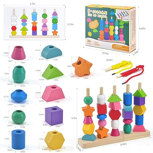 DORLOPET Wooden Montessori Sequencing Toy Set Montessori Toys for 2 3 4 5 Year Old,Wooden