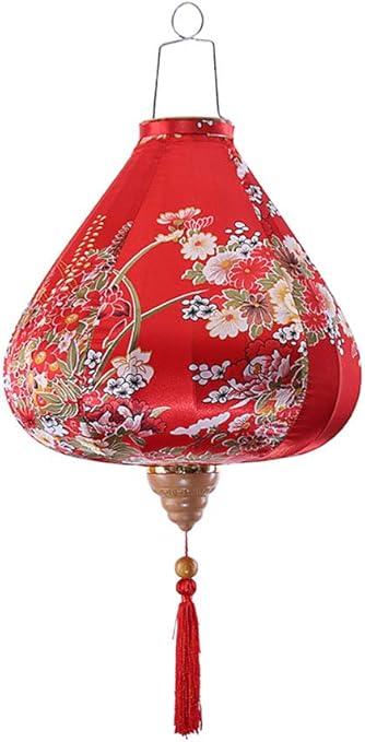 Amazon Com Painted Chinese Cloth Lantern Traditional Red Flowers