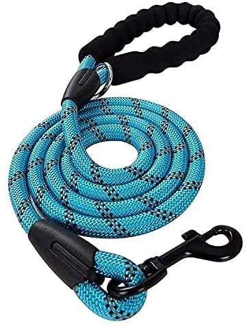 Reflective Dog Rope Lead With Padded Handle - Multiple Size & Colour Options (Standard - 1m Length, Blue)