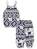 Oklady Little Girls' Clothes Summer Straps Shorts Set, Elephant Sleeveless Tops+Harem Pants 2Pcs Outfits for Toddler Girls