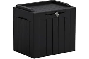 Greesum 31 Gallon Resin Deck Box Large Outdoor Storage for Patio Furniture, Garden Tools, Pool Supplies, Weatherproof and UV Resistant, Lockable, Dark Black