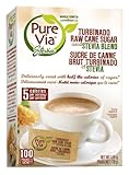 Pure Via Turbinado Raw Cane Sugar and Stevia Blend - 100 count Packets/Box (Pack of 3)