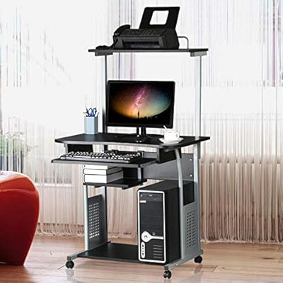 compact computer desk with printer shelf