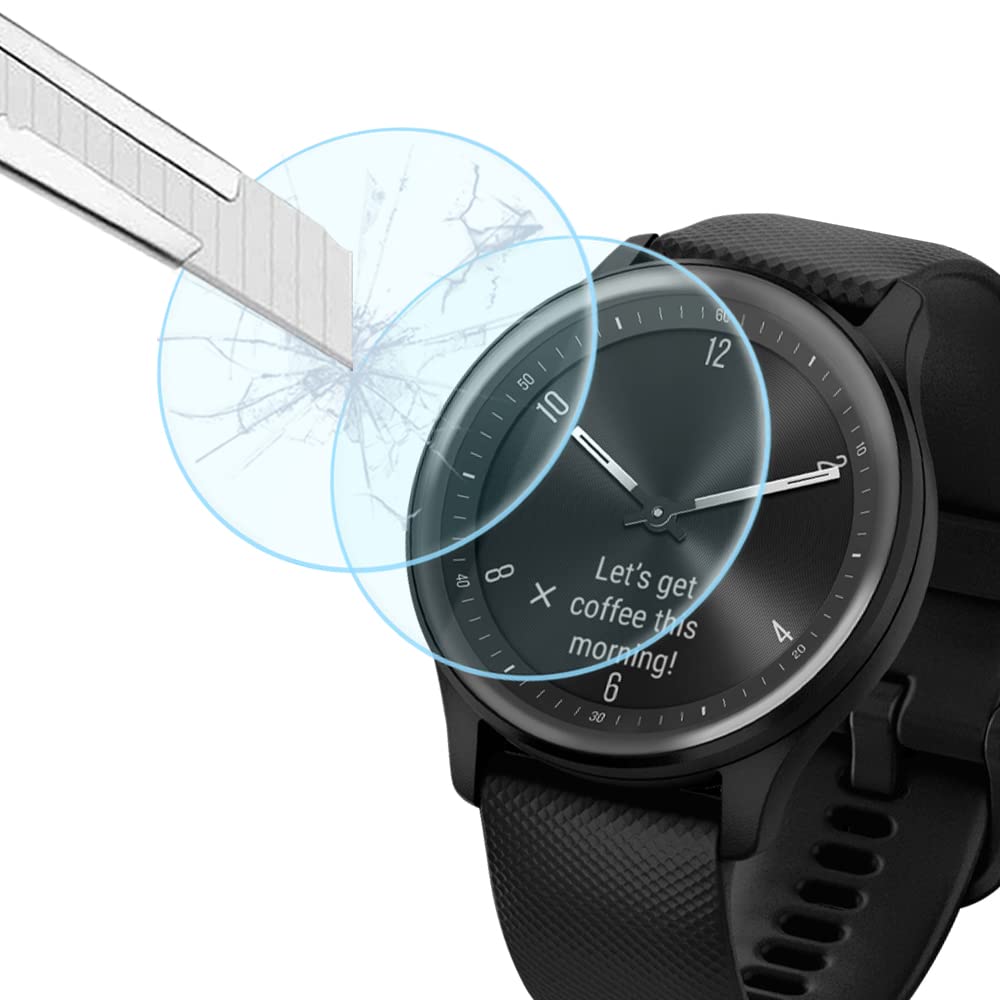 Duttek Tempered Glass Screen Protector for Garmin Move Sport Smartwatch 2.5D Ultra-Thin 9H Hardness Scratch Resistant Tempered Glass Screen Protective Film (2pack)