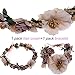 Anleolife Fake Craft Foam Flower Crown Headbands For Wedding Adjustable Ribbon Maternity Photos Wristband for Newborn Shoot Wrist Band Set 2pcs/lot (coffee)