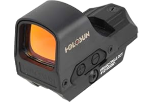HOLOSUN HE510C-GR / HS510C Multi-Reticle 2 MOA Dot & 65 MOA Circle Open Reflex Sight for Long Guns - Solar FailSafe Shake-Awake Waterproof Sight with 12 Brightness Settings - Red/Green Dot Options