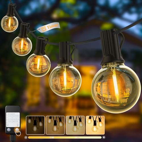 Yuusei Lichterkette Außen Strom, 45,7M Lichterkette Outdoor LED mit Dimmer