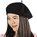 Acecharming Womens French Style Beret Wool Beanie Hat Cap(Thin, Black)
