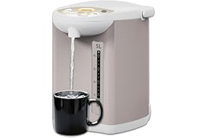 Rosewill Electric Water Boiler and Warmer - 5L/5.3 Qt Stainless Steel Hot Water Dispenser w/Rotating Base, Keep Warm Temperature Set, Auto Shut Off, Safety Lock, Instant Heating for Coffee & Tea