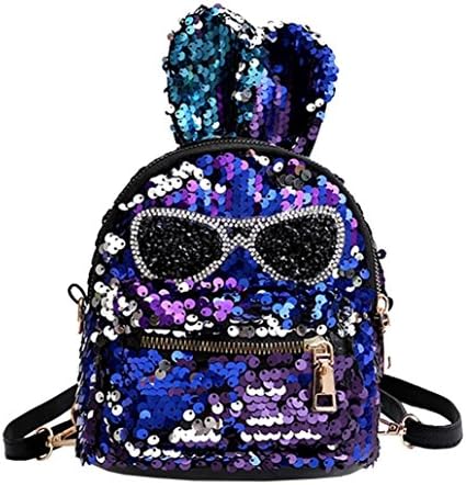 Dolloress Backpacks ⭐17X13X19cm Girls Sequins PU Leather Bunny Ears Sunglasses Shoulder Bag Student Children School Bag Travel Backpacks