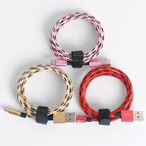 Micro USB Cable, OOLLWW 3Pack 3.3FT Nylon Braided High Speed USB to Micro USB Fast Charging Cord Data Sync Cord Android Charger for Samsung Galaxy S7/S6/S5/Edge,Note 5,HTC,LG (Red&amp;Golden&amp;Pink)