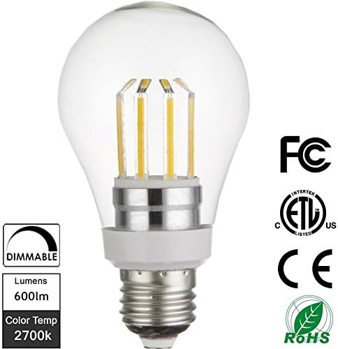 LED Filament Bulb by Cooo Vintage Lamp A19 E26 6W 600lm 2700k Warm White Soft White 60W Equivalent LED Dimmable Octopus Filament Edison Style Light Bulb ETL Listed 1-Pack