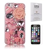 iPhone 6 Case Pink, Fairy-Tale Series, Armybee(TM) Bling iPhone 6 [4.7] Case Pink Pearl Crystal Diamond Love Flowers Design For Girls - 3D Bling Case Cover Skin