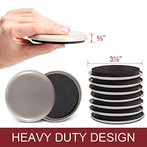Yelanon Furniture Sliders for Carpet Hardwood Floors,24pcs3 1/2” Heavy Duty Furniture Movers