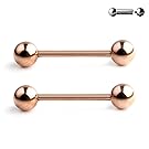 Ruifan Stainless Steel Internally Threaded Tongue Nipple Shield Barbell Ring Bar Body Piercing Retainer 14G