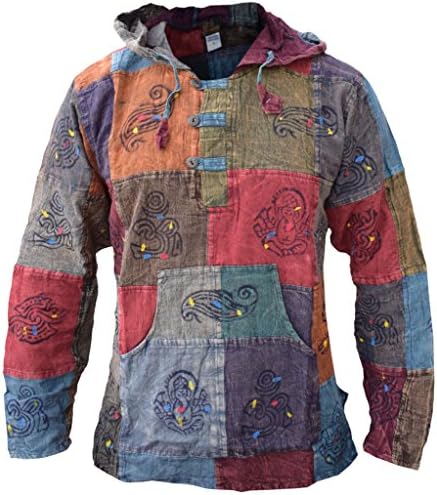 Men's Light Cotton Grandad Hippie Festival Hoodie