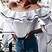 SIMSHION Women's Summer Off Shoulder Trumpet Sleeve Ruffled Collar Casual Blouse Tops Shirts
