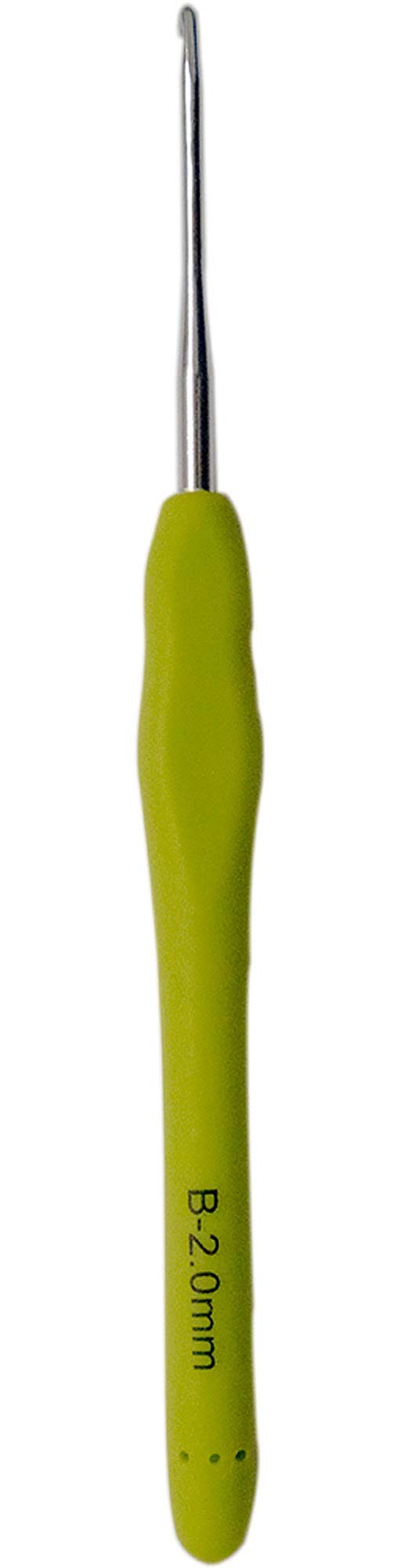 Creammuffin 2 mm Crochet Hooks with Ergonomic Handles for Arthritic Hands. Extra Long Crochet Hook for All Rubbers  and Yarn (2 mm)