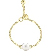 GEMOUR IM Gold plated Round-cut Cubic Zirconia Birthstone Bezel Cable Chain Adjustable Ring