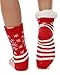 Gilbins Winter-Weight Thermal Fleece-Lined Cozy Christmas Holiday Sherpa Lined Slipper Socks, 3 Pair Pack