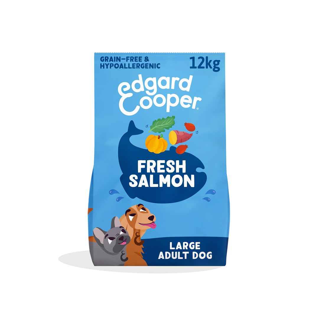 Edgard & Cooper Dry Dog Food For Large Breed Adult Dogs (12kg), Fresh Salmon, Balanced Fibre For Gut Health, Hypoallergenic Recipe With Natural Ingredients, Never Fish Meal