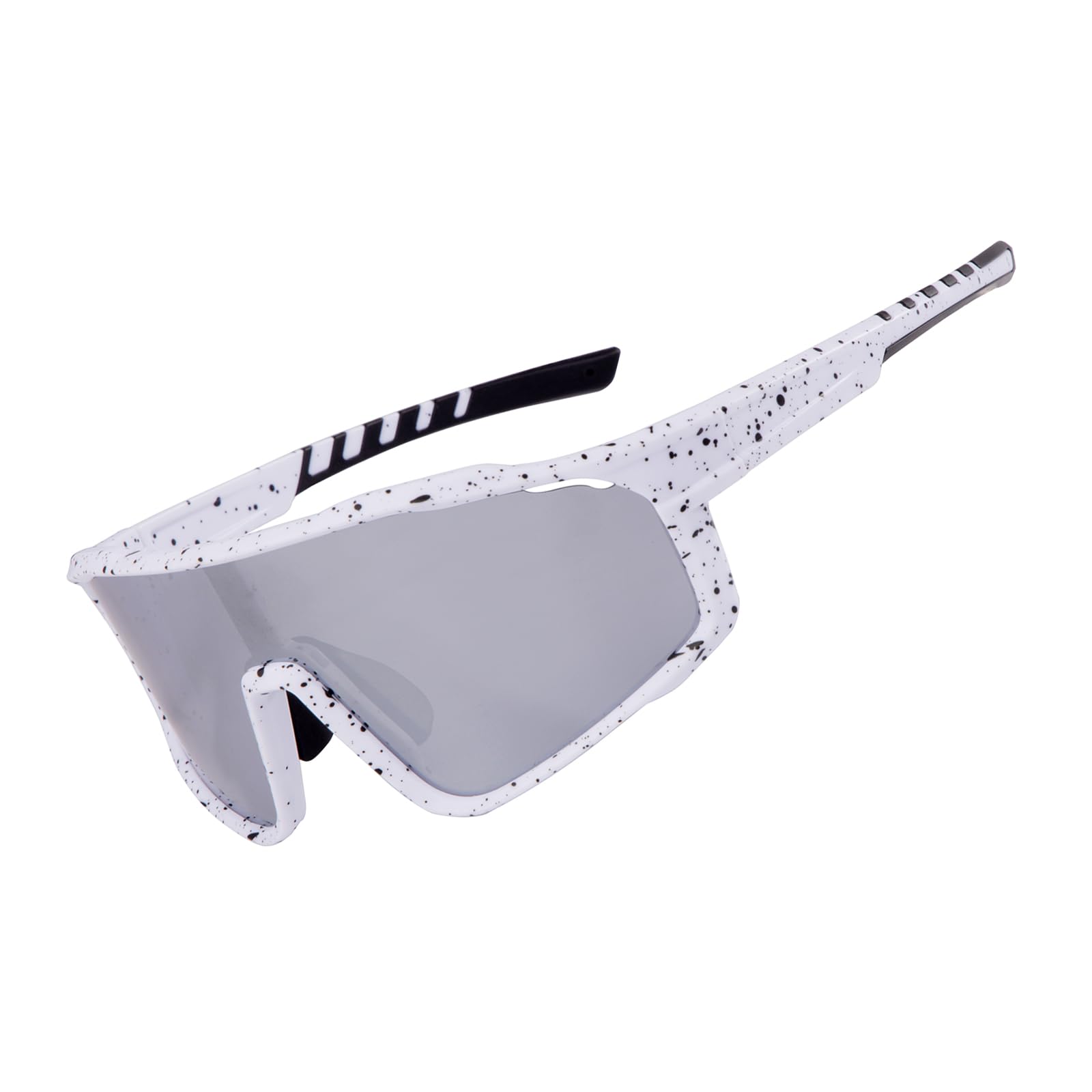 OKH Polarised Cycling Sunglasses for Men Women Outdoor Sports UV400 Driving Fishing Mountain Bike Glasses (White Frame Black Points Silver Lens)