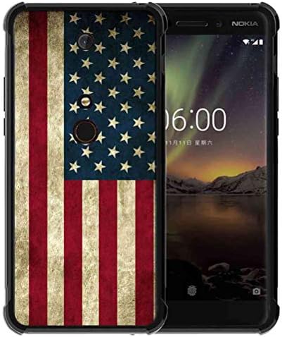 for Nokia 6.1 Case,Nokia 6 2018 Case Us Grunge Flag Pattern, ABLOOMBOX Shock Soft Bumper Slim Rubber Protective Case with Reinforced Corners for Nokia 6 2018
