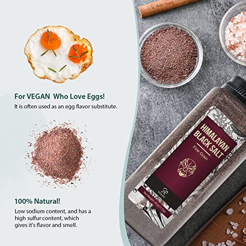 Soeos Himalayan Black Salt Fine Black Himalayan Salt, Natural Mineral Enriched, Great for Vegan