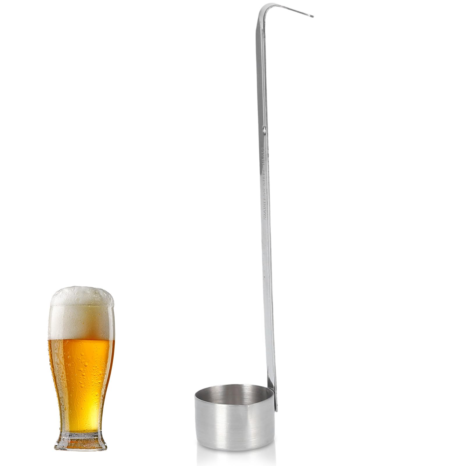 Soup Ladle Stainless Steel,Sauce Spoon Metal Gravy Ladle Serving Ladle,Mini Serving Ladle Stainless Steel with Hook Small Canning Ladle Long Handle Beer Pouring Ladle for Home Bar Restaurant