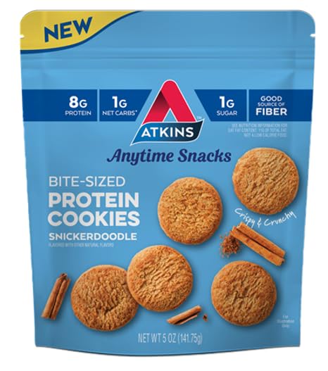ATKINS ANYTIME SNACKS, BITE-SIZED PROTEIN COOKIES, SNICKERDOODLE, CRISPY...