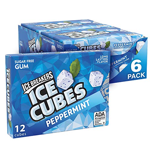 Ice Breakers Ice Cubes Sugar Free Peppermint Gum, 12 Pieces (Pack of 6