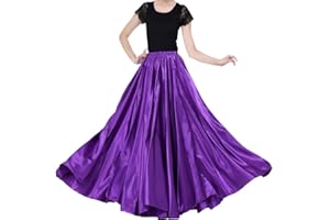 BACKGARDEN Ladies 20 Yard Elegant Satin Long Full Skirt for Ballroom Belly Dance Performance Costume Dress