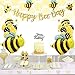 Bee Party Decorations Set - Bee Party Supplies with Happy Bee Day Banner&Cake Topper,Bee Balloons,Bee Cupcake Toppers,Polka Dot Balloons,Yellow&Black&White Balloons for Bee Birthday Party,Baby Show