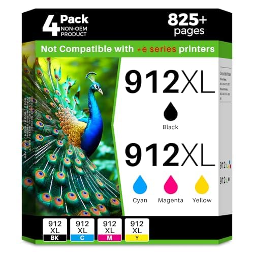 912XL Ink Cartridges Compatible with HP 912XL Cartridges with HP 912 XL | For HP Officejet Pro 8020 8012 8014 8015 8017 Cartridges for HP OfficeJet Pro 8022 8023 8024 8025 AIO (4-Pack)